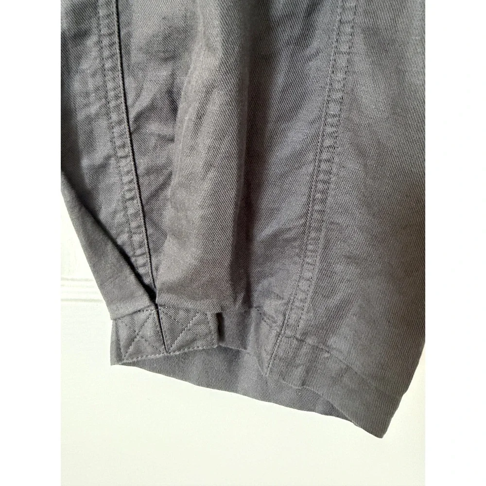 Quince Cotton Linen Twill Cargo Pants M Charcoal Gray Belted Utility Tapered